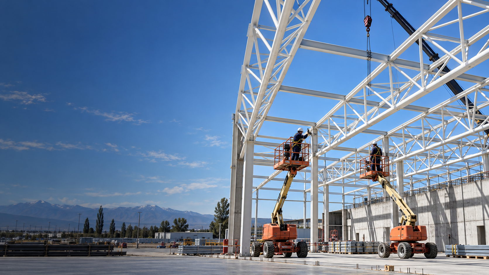 Estructura metálica en obra de infraestructura industrial
