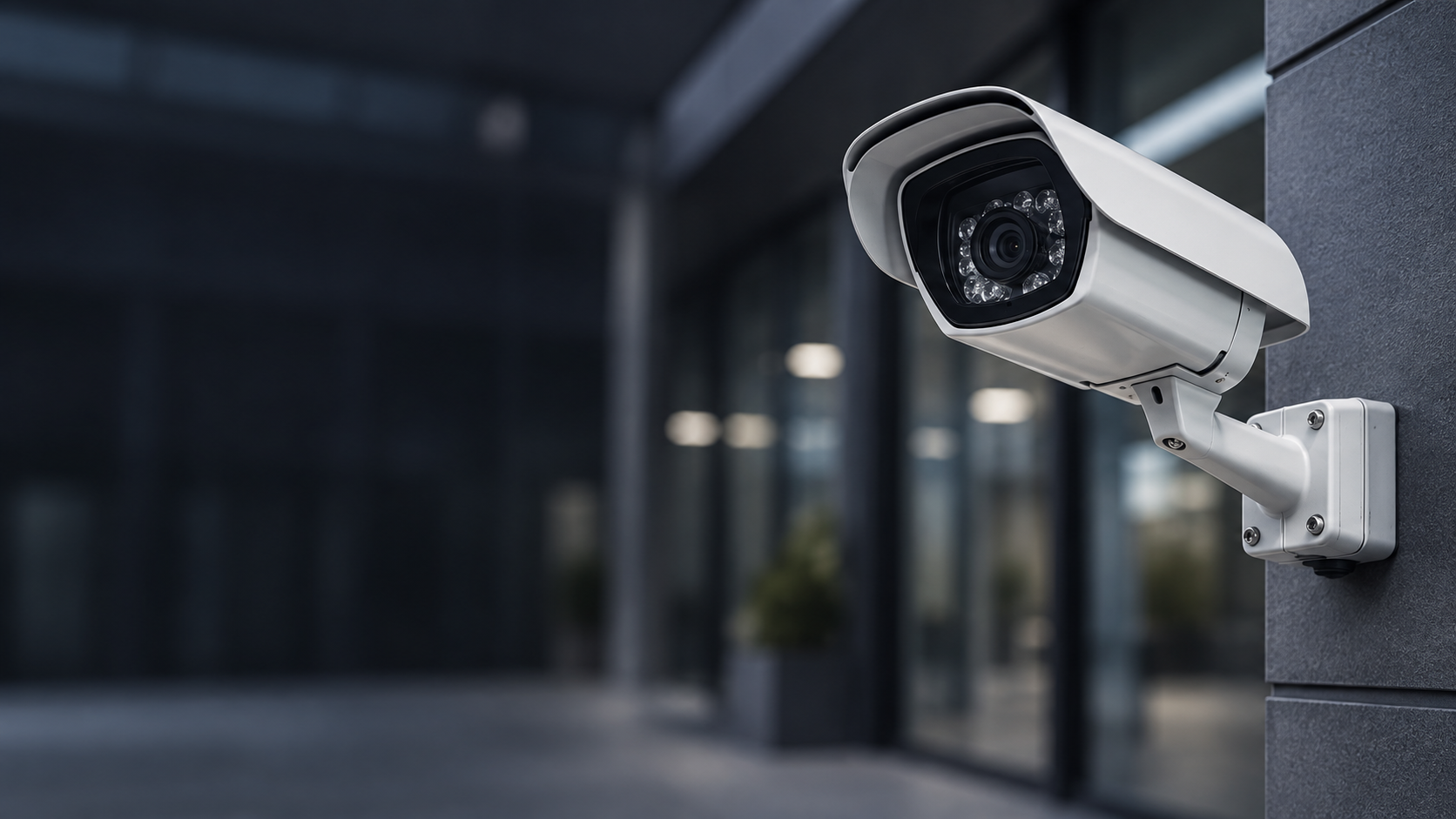 Cámara de seguridad electrónica en el acceso de una instalación